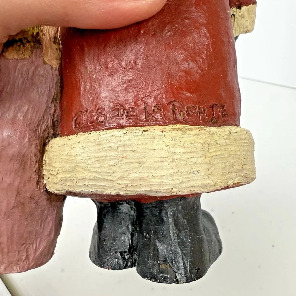 Vintage 1988 D. De La Ronde Folk Art Christmas Santa Claus‎ And Girl Signed